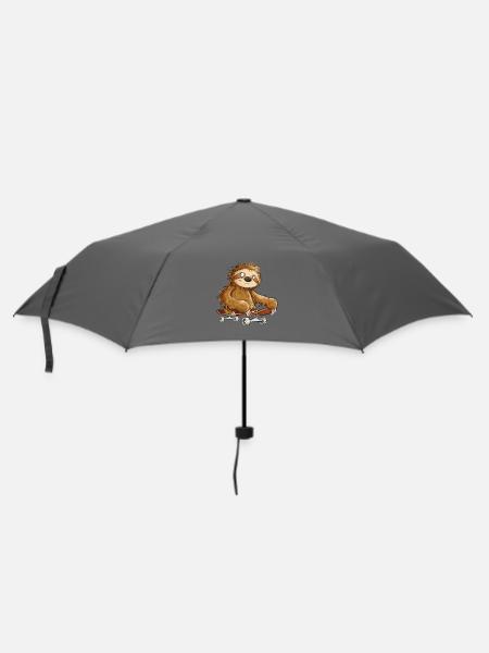 Faultier Mit Skateboard Cartoon - Regenschirm (klein) - Grau