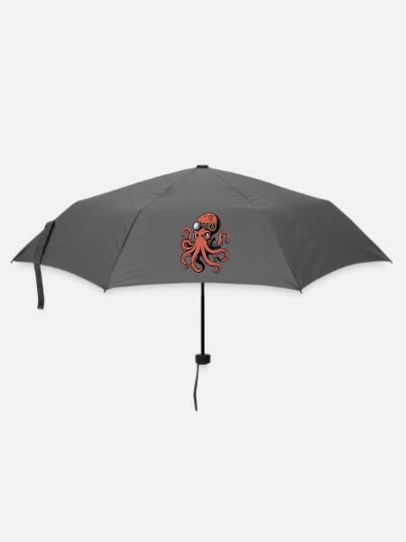 Oktopus Im Steampunk Stil Mit Monokel - Regenschirm (klein) - Grau