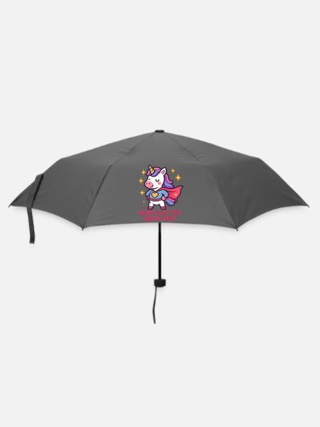 Glitzer Mut Einhorn Shirt, Mehr Glitzer Mut - Regenschirm (klein) - Grau