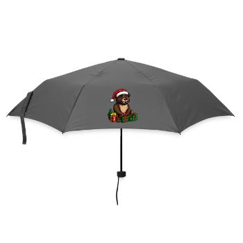 Bär Weihnachten Geschenke - Regenschirm (klein) - Grau - Vorne