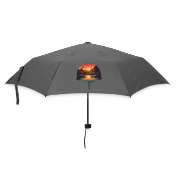 Mystical sunset at the mountain lake with - Umbrella (small) - grey - Front