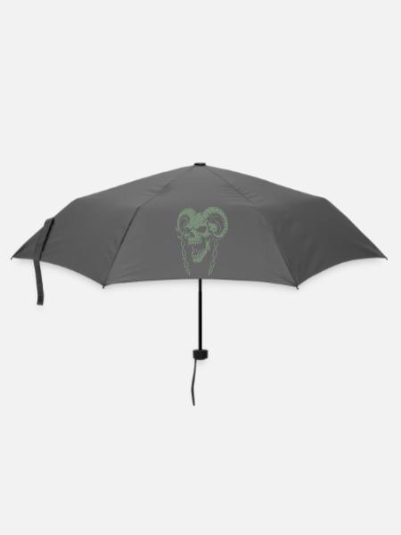 Schädel mit Hörner Widder Totenkopf - Regenschirm (klein) - Grau