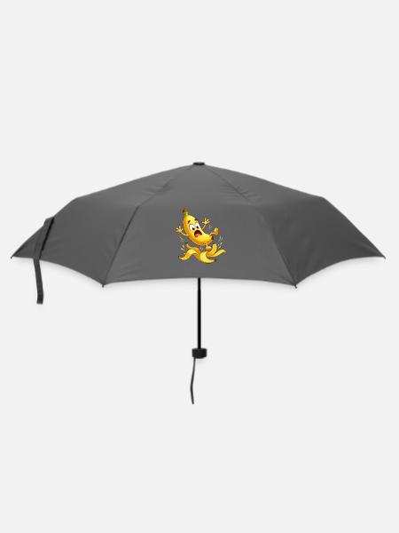 Banane im Luftsprung Cartoon - Regenschirm (klein) - Grau