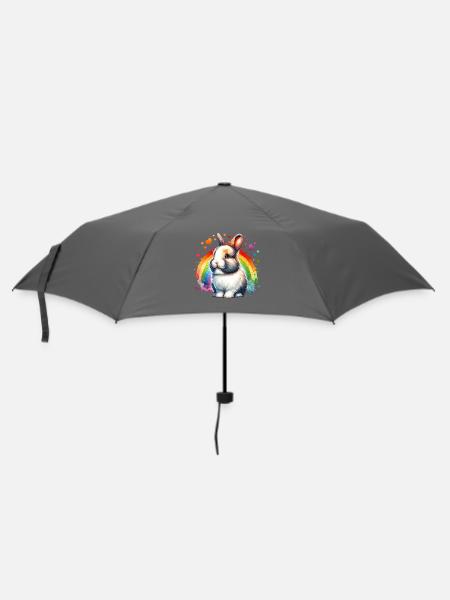 Zwergkaninchen Motiv - Regenschirm (klein) - Grau
