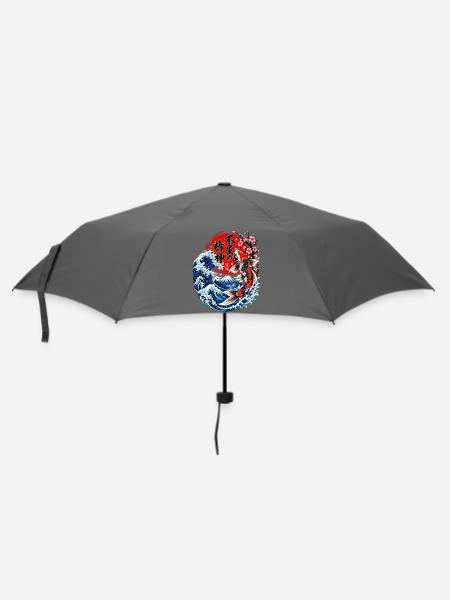 Koi Wellen Zen Motiv - Regenschirm (klein) - Grau