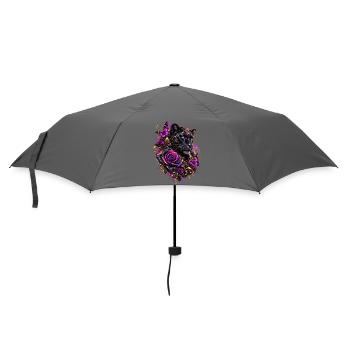 Schwarzer Panther mit Neon-Aura - Regenschirm (klein) - Grau - Vorne