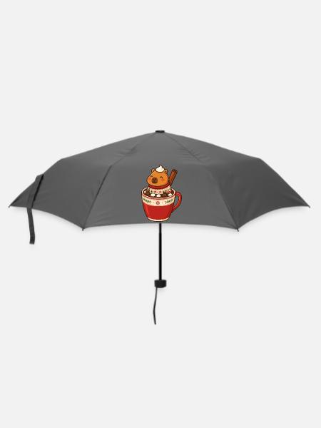 Capybara Weihnachten Winterfreude - Regenschirm (klein) - Grau