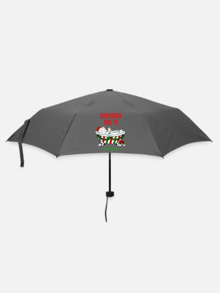 INJF-Katze genießt Weihnachts-Eierpunsch im Schaumbad - Regenschirm (klein) - Grau