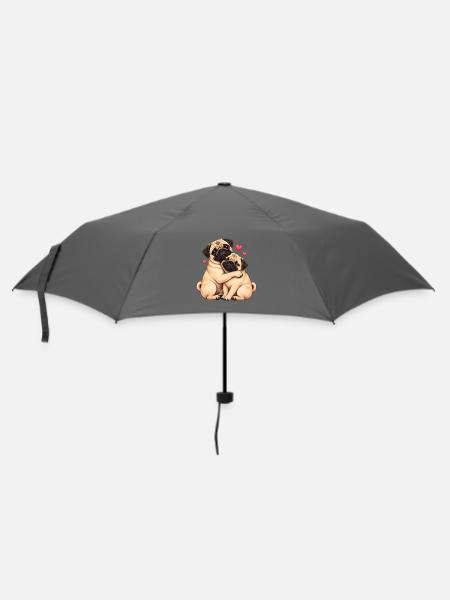 Mops Hund süßer Mops niedlicher Mops - Regenschirm (klein) - Grau