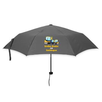 Großer Bruder Von Zwillingen Bagger Nachwuchs - Regenschirm (klein) - Grau - Vorne