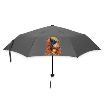 Halloween Fledermaus-Arzt mit Kaffee für müde - Regenschirm (klein) - Grau - Vorne