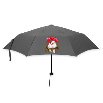 Süße Vögel Pärchen Liebe Valentinstag  - Regenschirm (klein) - Grau - Vorne