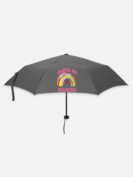 Einschulung Schulkind Regenbogen Mädchen Spaß - Regenschirm (klein) - Grau