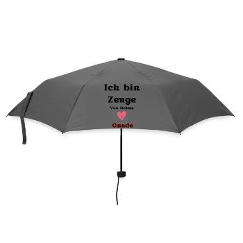 Herz mit Kreuz und Gnade Schriftzug - Regenschirm (klein) - Grau - Vorne