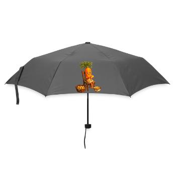 Möhre schält Kartoffeln - Regenschirm (klein) - Grau - Vorne