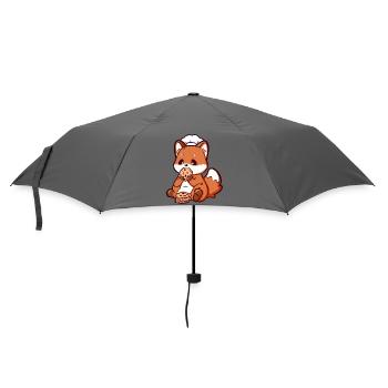 Kleiner Bäcker-Fuchs isst Kekse - Regenschirm (klein) - Grau - Vorne