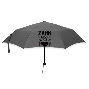 Zahnarzt mit Herz Geschenk - Regenschirm (klein) - Grau - Vorne