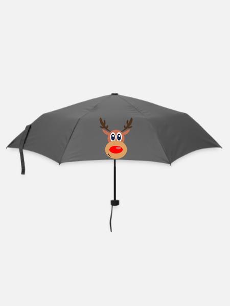 Rudolph Weihnachten Rentier Gesicht - Regenschirm (klein) - Grau
