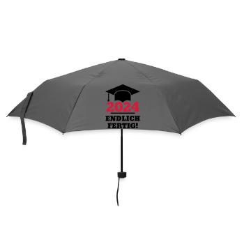 Doktorhut 2024 - Geschenk Studenten Endlich Fertig - Regenschirm (klein) - Grau - Vorne