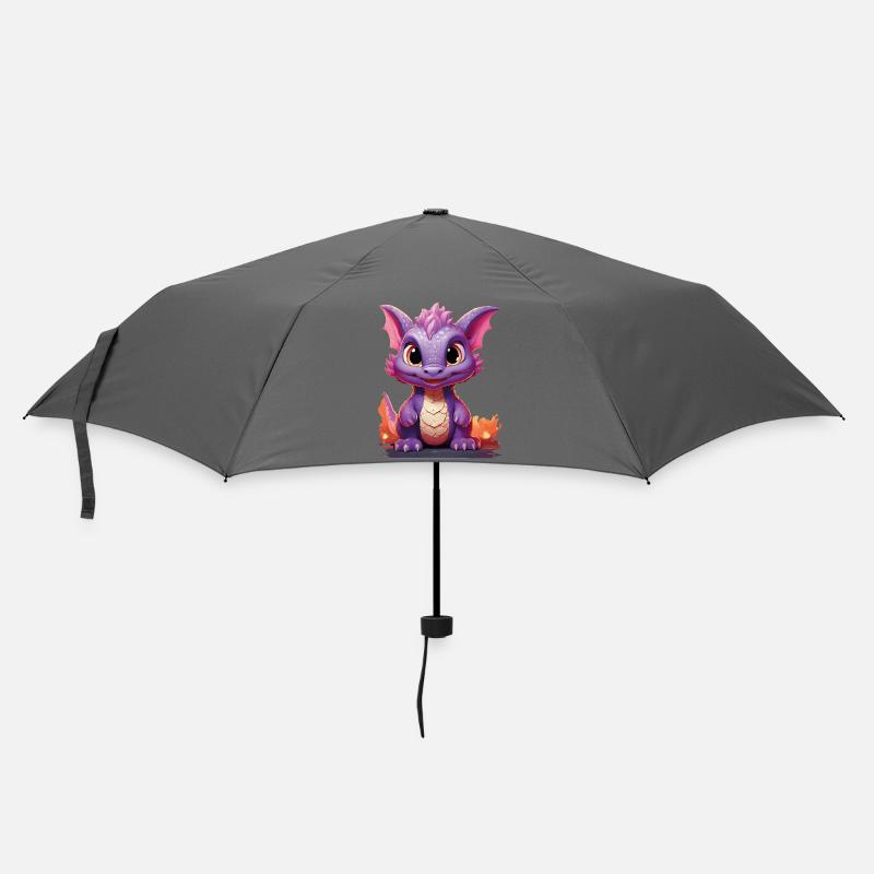 Farbenfroher Drache mit niedlichem Ausdruck - Regenschirm (klein) - Grau