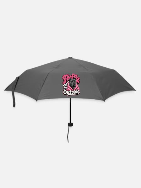 Außen flauschig – Hundegrafik - Regenschirm (klein) - Grau