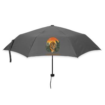 Lonely But Unstoppable - Retro Tiger - Regenschirm (klein) - Grau - Vorne
