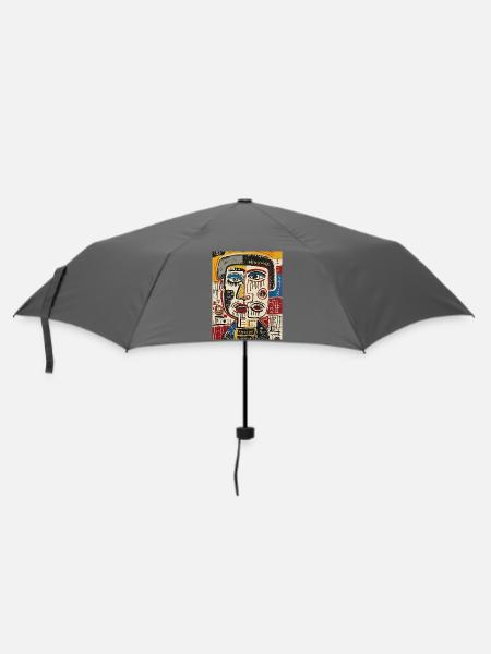 Lebendiges kubistisches Gesicht - Regenschirm (klein) - Grau