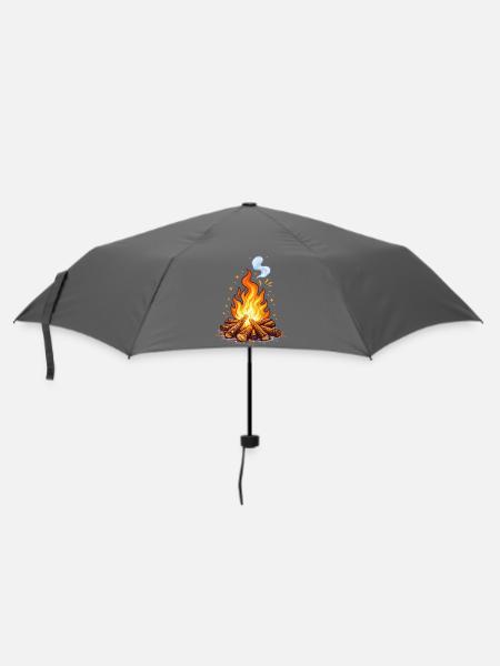 Lagerfeuer Cartoon Flamme - Regenschirm (klein) - Grau