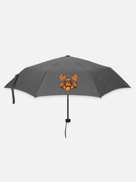 Eicheln im Herbstkranz - Regenschirm (klein) - Grau