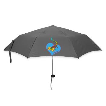 Regenbogen Axolotl Herzmotiv - Regenschirm (klein) - Grau - Vorne