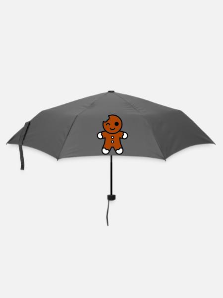 lustiger angebissener lebkuchenmann weihnachten - Regenschirm (klein) - Grau