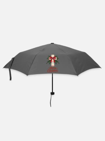 Frohe Weihnachten Karokreuz mit roter Schleife - Regenschirm (klein) - Grau