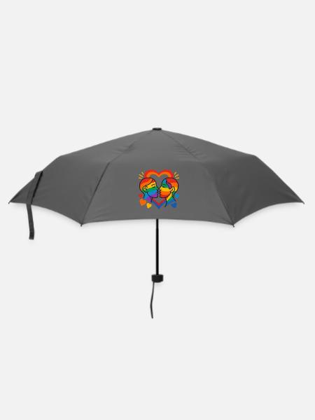 Pride Kiss - Love Knows No Gender - Umbrella (small) - grey