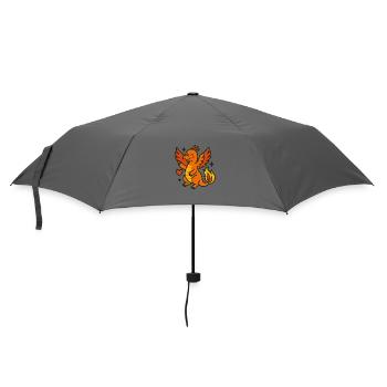 Dino_mit_Herz_im_Herbst - Regenschirm (klein) - Grau - Vorne