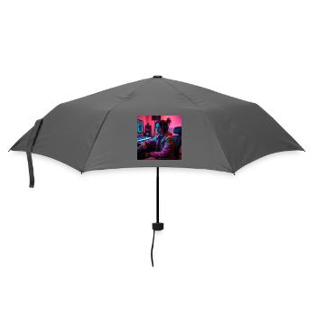 Cyber Neon Producer in the Studio - Umbrella (small) - grey - Front