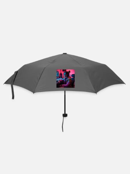 Cyber Neon Producer in the Studio - Umbrella (small) - grey