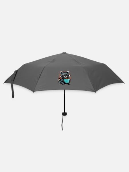 Overwhelmed raccoon with coffee - Umbrella (small) - grey