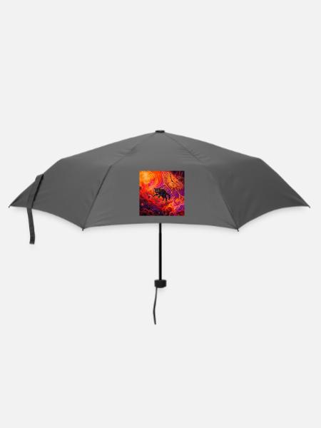 Chat noir cosmique et horloge fondue - Parapluie standard - bruyère