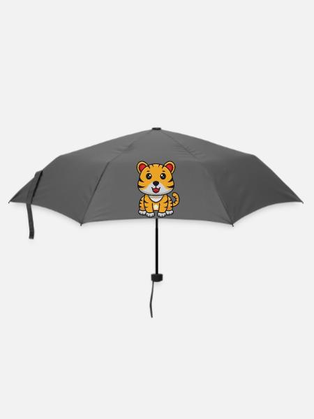 Tiger-Karikatur - Regenschirm (klein) - Grau