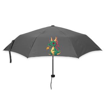 Grimmiger kleiner Drache Feuer Vektor Design - Regenschirm (klein) - Grau - Vorne