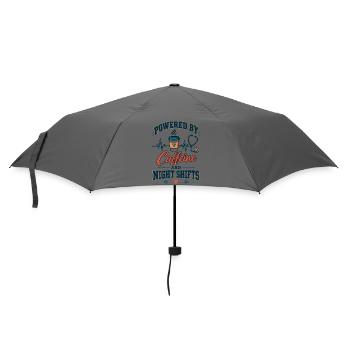 Kaffee Kraft NachtSchicht - Regenschirm (klein) - Grau - Vorne