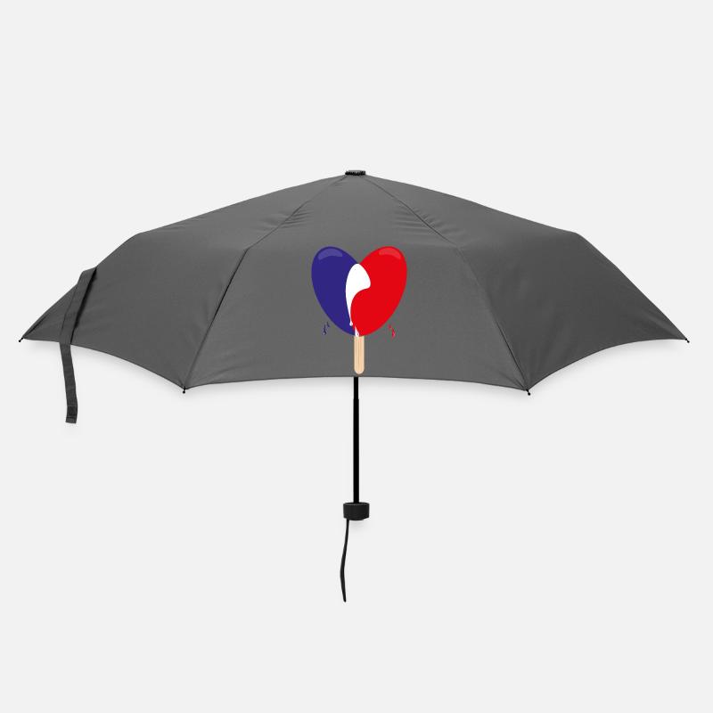 Flagge von Frankreich mit Herz. - Regenschirm (klein) - Grau