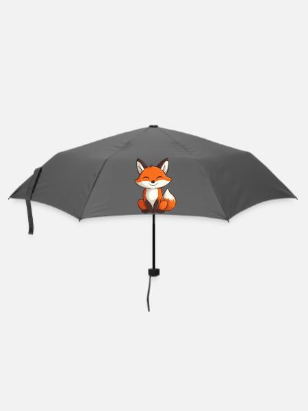 Süßer und fröhlicher Fuchs im Cartoon-Stil - Regenschirm (klein) - Grau
