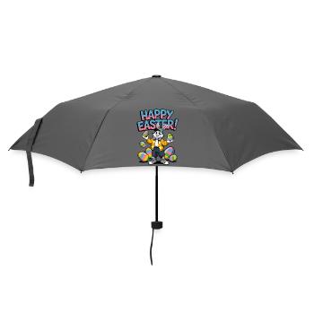 Happy Easter bunny with colorful eggs - Umbrella (small) - grey - Front