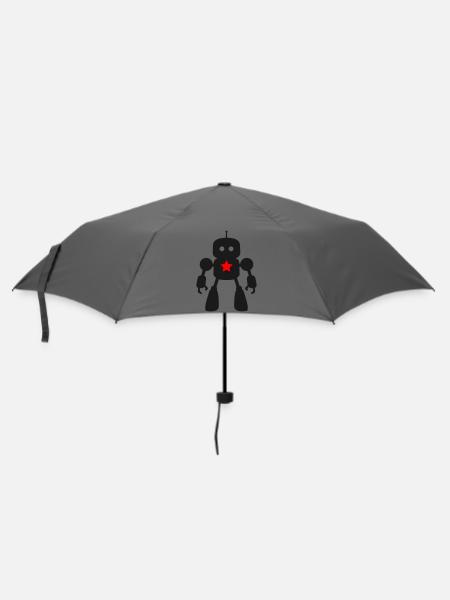 Roboter mit Stern KI Sci-Fi Nerd - Regenschirm (klein) - Grau