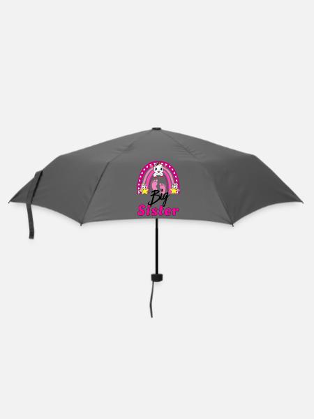 Big Sister Rainbow Unicorn & Little Friends Kunst - Regenschirm (klein) - Grau