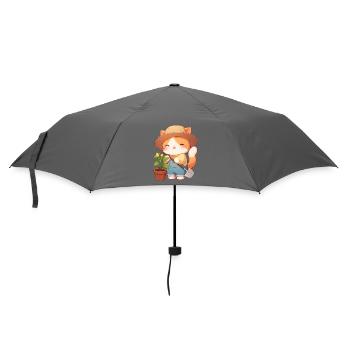 Süße Gärtner Katze – Kawaii Kätzchen im Garten - Regenschirm (klein) - Grau - Vorne