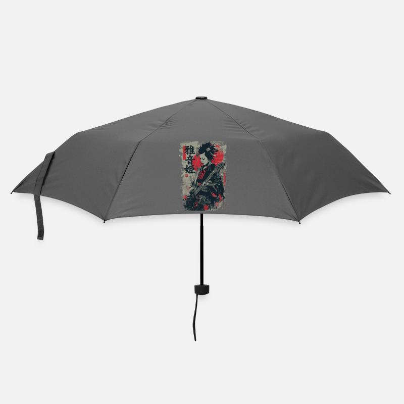 Yōka Gitarristin im Ukiyo-E Stil - Regenschirm (klein) - Grau