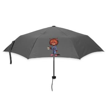 Tired Coffee Cat - Umbrella (small) - grey - Front