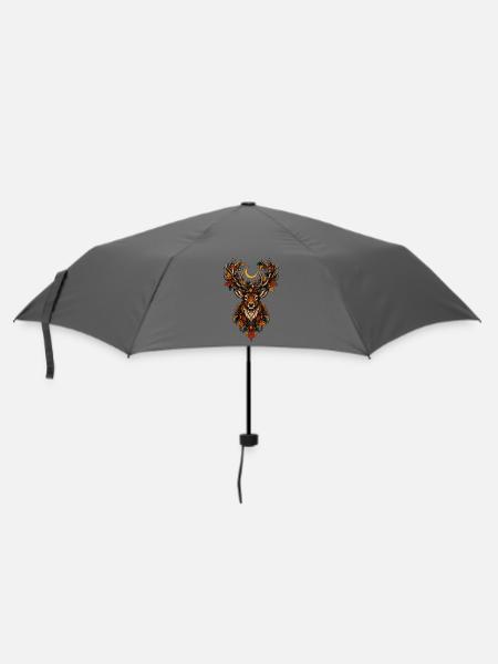 Herbsthirsch Mondnacht - Regenschirm (klein) - Grau